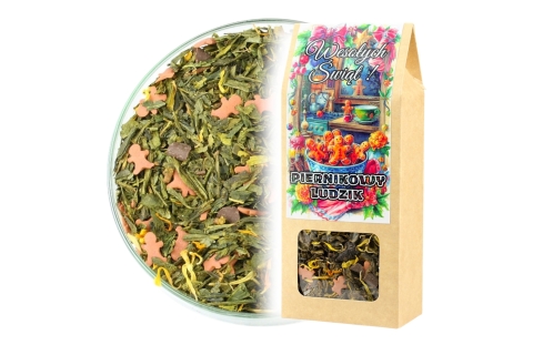 Herbata Zielona PIERNIKOWY LUDZIK (KT) (50g) Prezent Na Mikołajki i Święta!